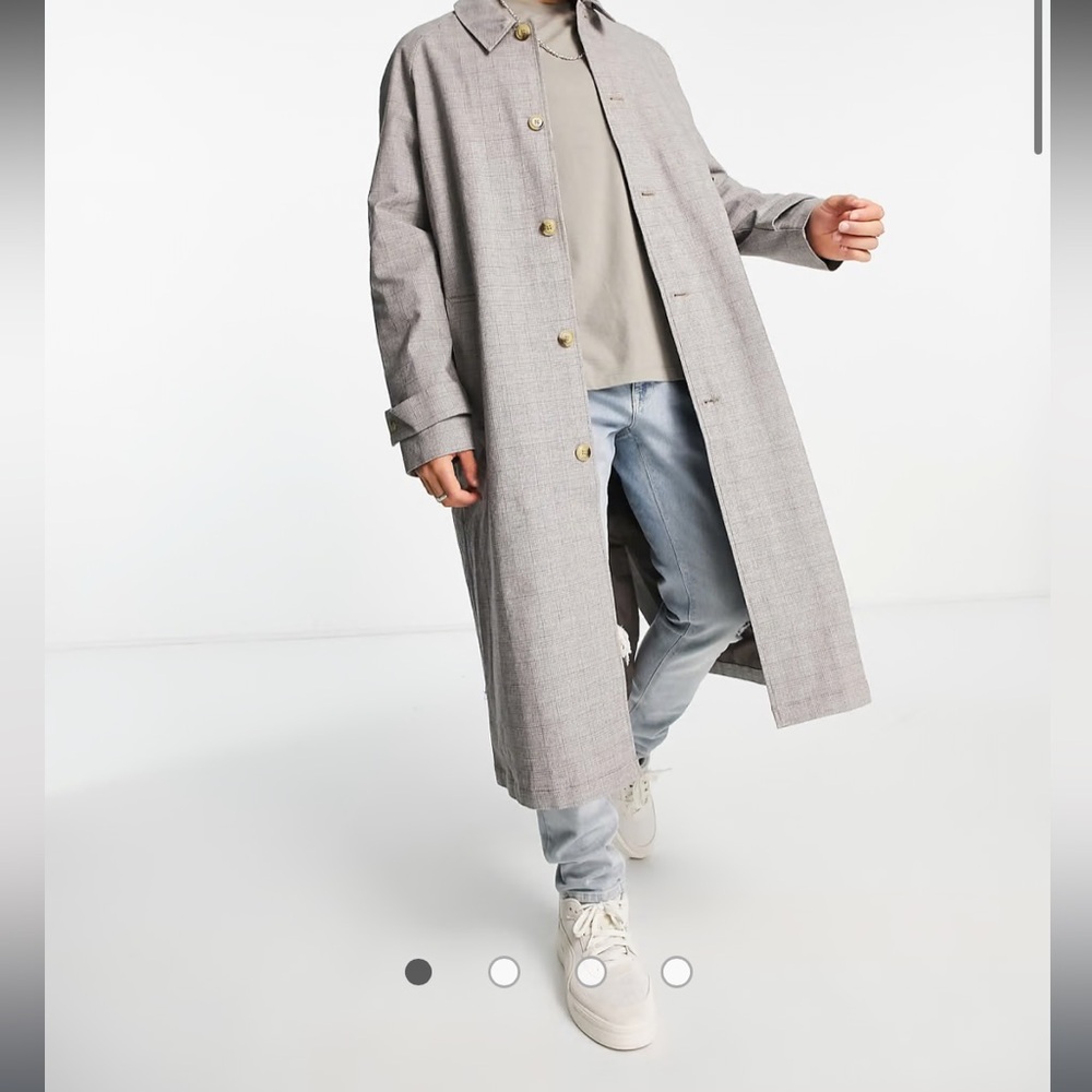 ASOS DESIGN extreme oversized trench coat in gray check XS